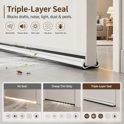 Triple-Layer Under Door Draft Stopper & Weather Strip | Seal Gap
