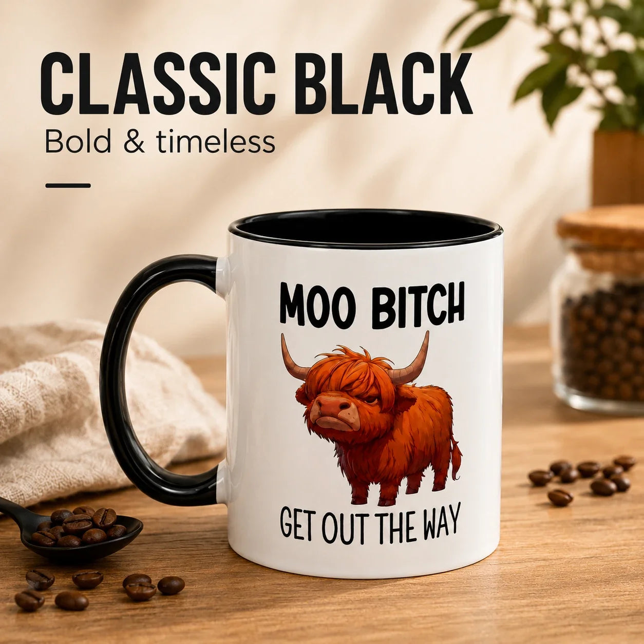 Funny Highland Cow Coffee Mug – 11 oz Ceramic Novelty Tea Cup
