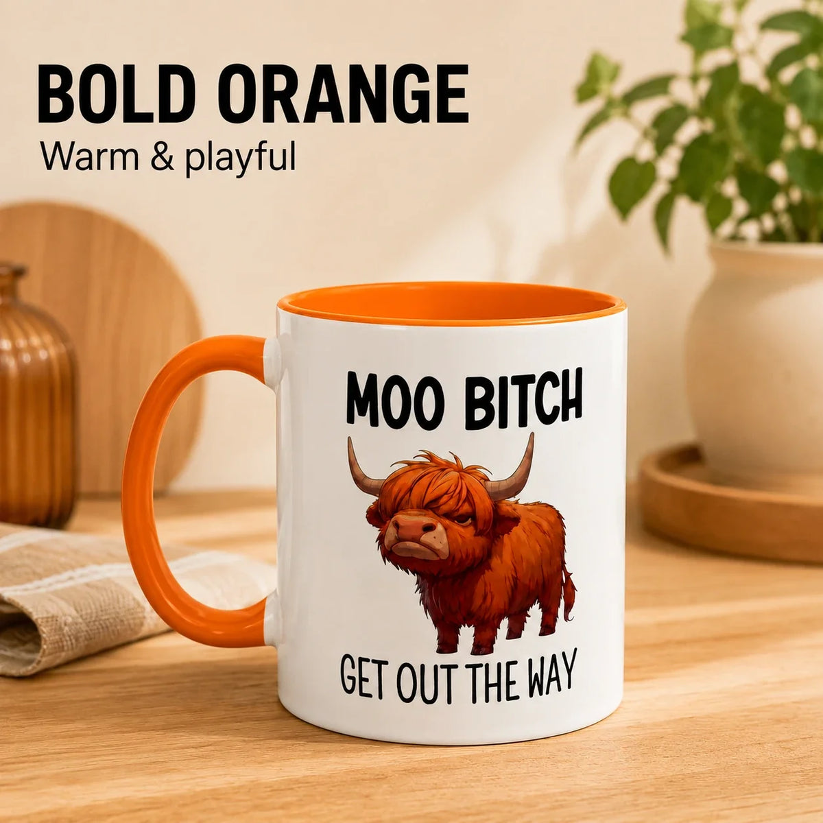 Funny Highland Cow Coffee Mug – 11 oz Ceramic Novelty Tea Cup