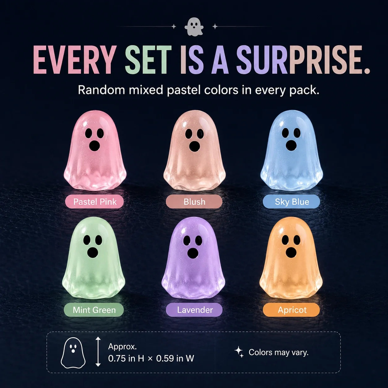 Luminous Mini Ghost Figurines – Glow in the Dark Pastel Set