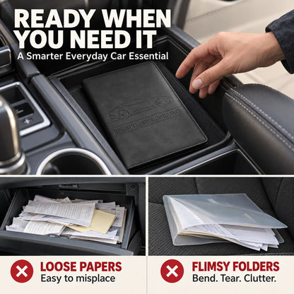 PU Leather Car Document Holder for Glove Box Storage