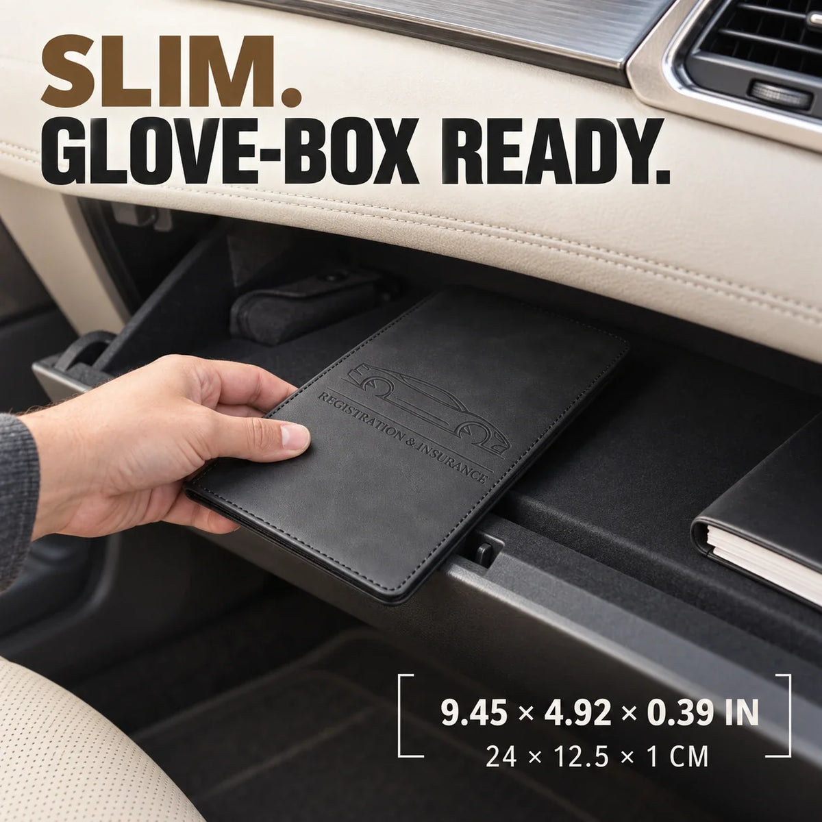 PU Leather Car Document Holder for Glove Box Storage