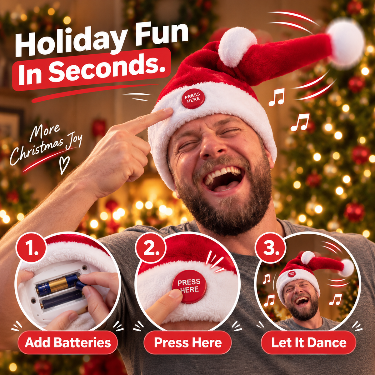 Singing & Dancing Santa Hat — Animated Christmas Party Hat🎅