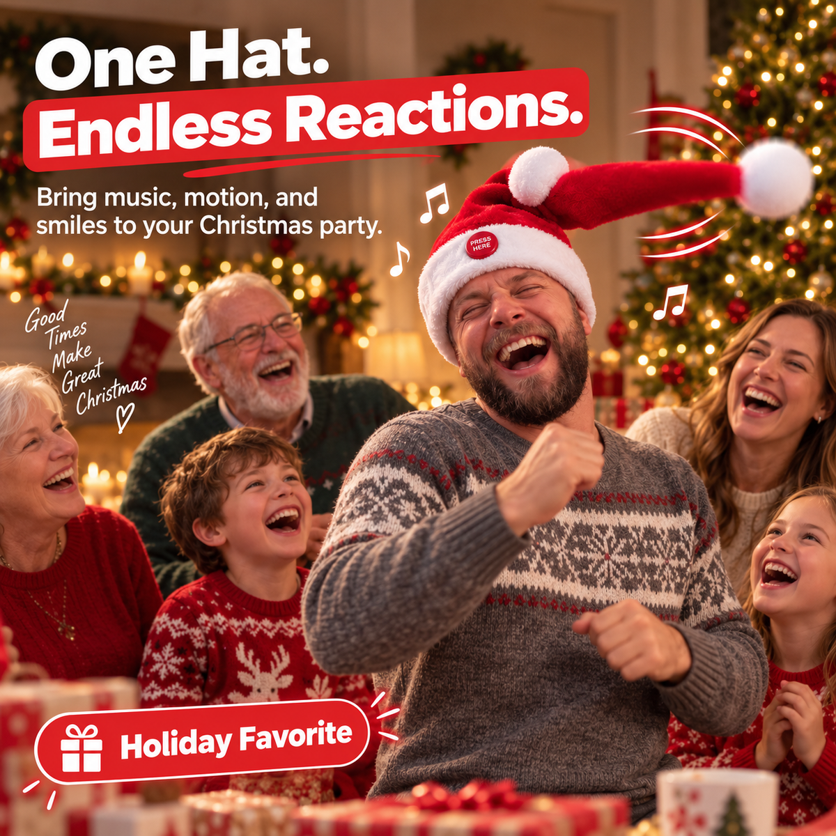 Singing & Dancing Santa Hat — Animated Christmas Party Hat🎅