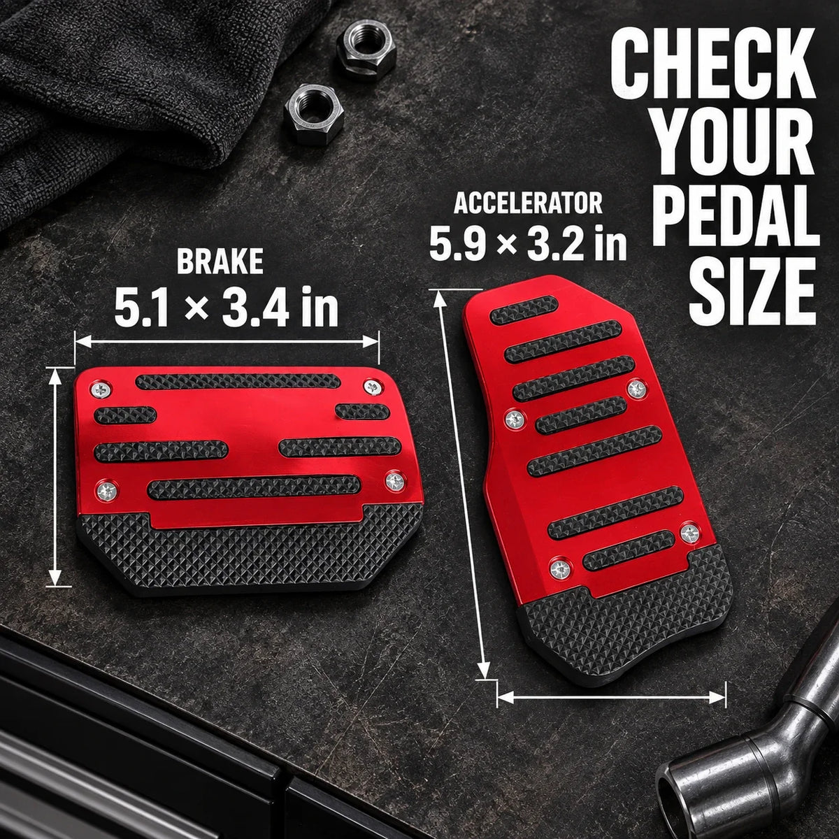 🚗 2PCS Non-Slip Gas & Brake Pedal Covers