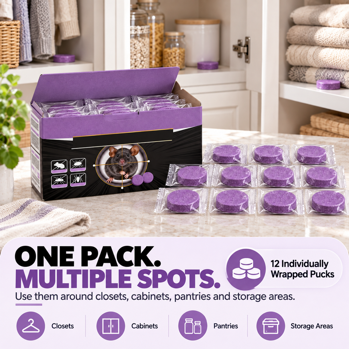 Indoor Pest Repellent Pucks – 12 Individually Wrapped