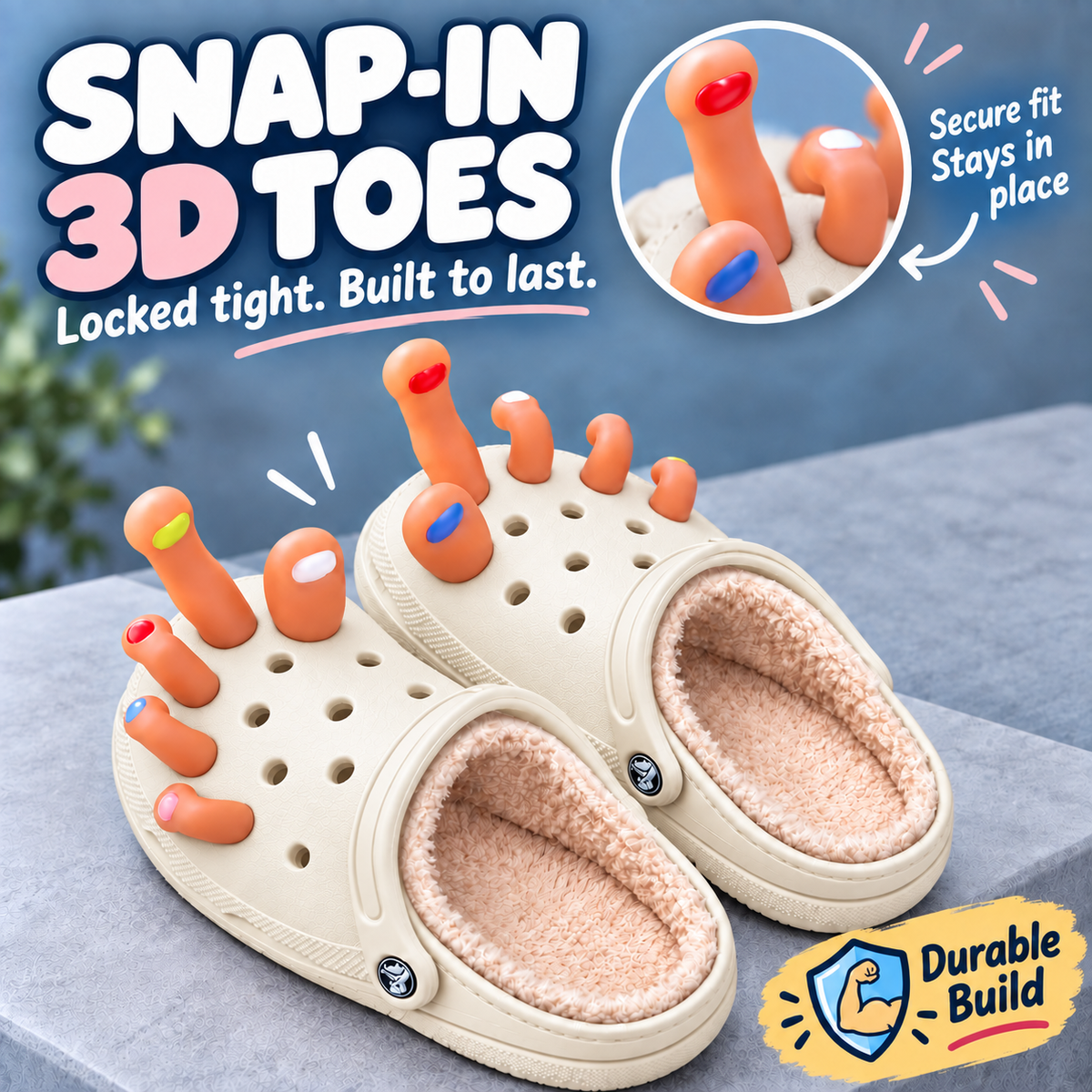 Funny 3D Finger-Toe Plush Clogs 🦶🤪