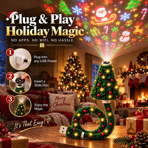 USB Christmas Projection Lamp with 6 Festive Scenes