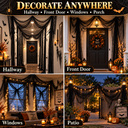 Halloween Spooky Creepy Cloth & Haunted House Spider Web Drape 🕷️👻