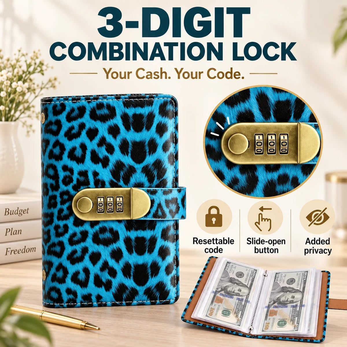 Combination Lock Cash Binder – A6 Budget Organizer
