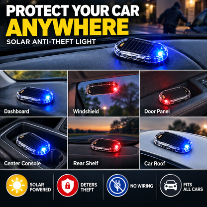 Solar-Powered Anti-Theft Car Alarm & Warning LED Light 🚨