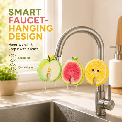 Cute Fruit Wood Pulp Cotton Kitchen Dish Sponge