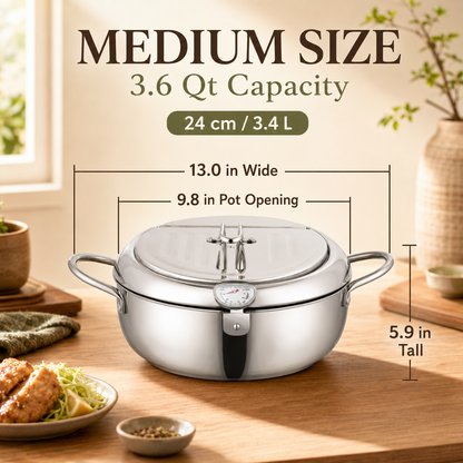 Stainless Steel Deep Fryer with Oil Filter and Thermometer 🌡️