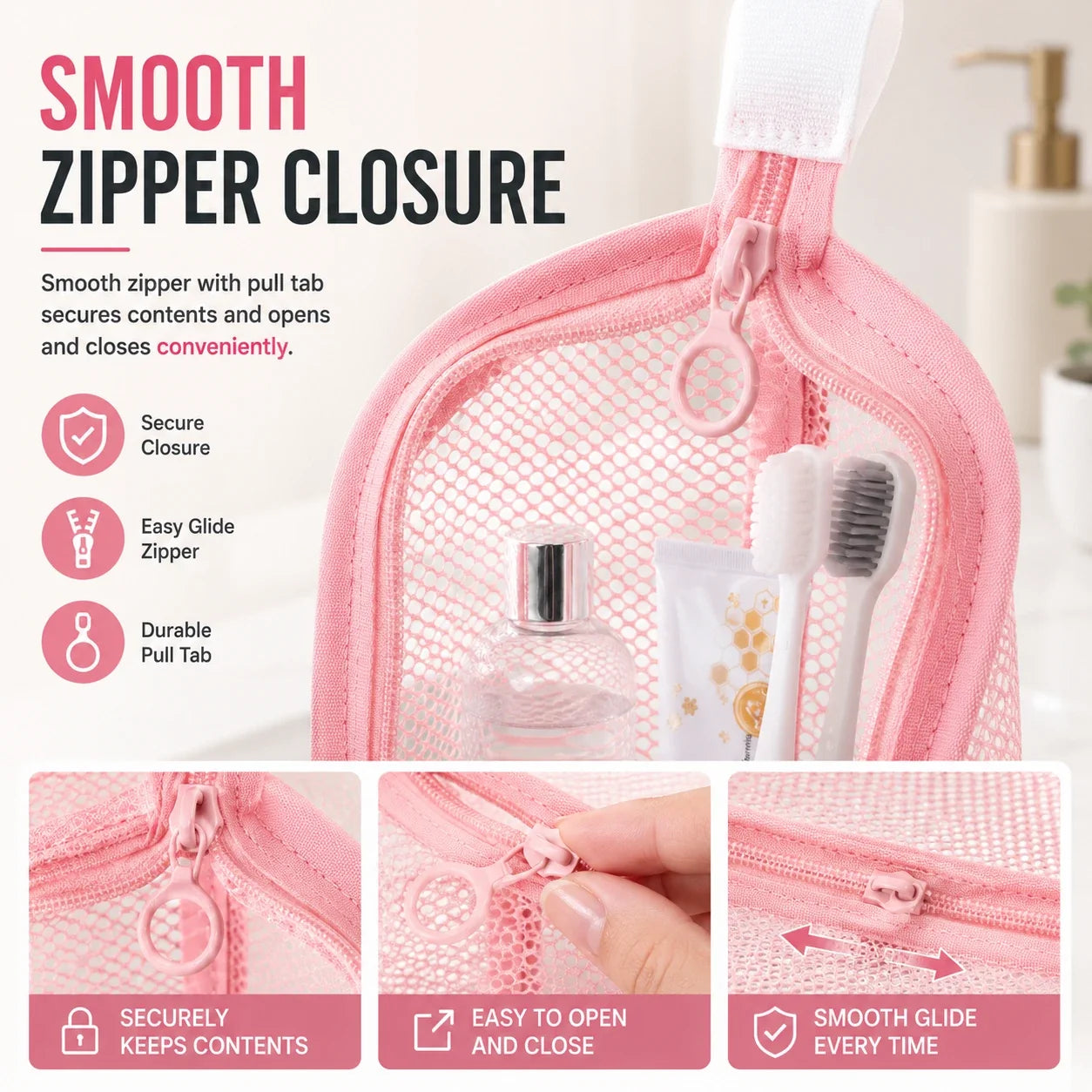 Standing Mesh Toiletry Bag | Quick-Dry Travel Pouch