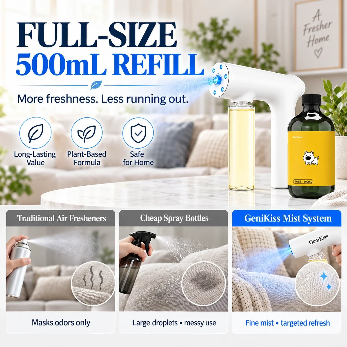 Cordless Fine-Mist Odor Control Sprayer + 500mL Refill