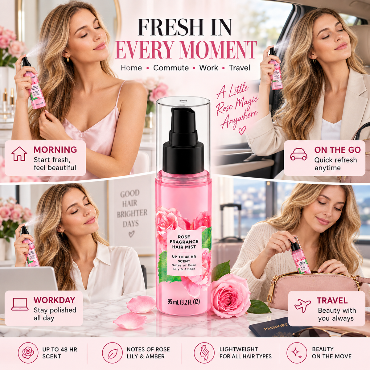 🌸48H Long-Lasting Rose Fragrance Hair Mist 🌹