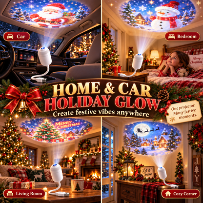 🎅 USB Christmas Atmosphere Projection Night Light for Car & Room