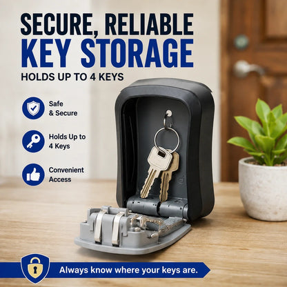 4-Digit Combination Key Safe Box — Weatherproof Lock Box