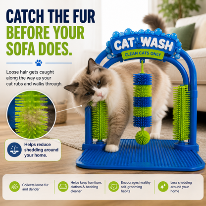 🐱 Interactive Cat Self-Grooming Arch – Multi-Angle Massage Brush & Play Station