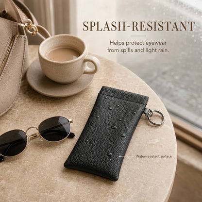 Faux Leather Eyeglass Pouch with Key Ring | Travel Case