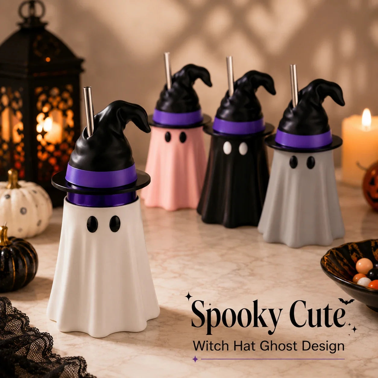 Halloween Ghost Can Cover | Reusable Spooky Drink Holder