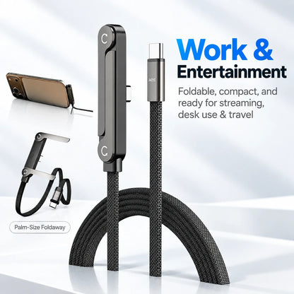 240W Invisible Stand USB-C Cable | Foldable Fast Charger (5ft)