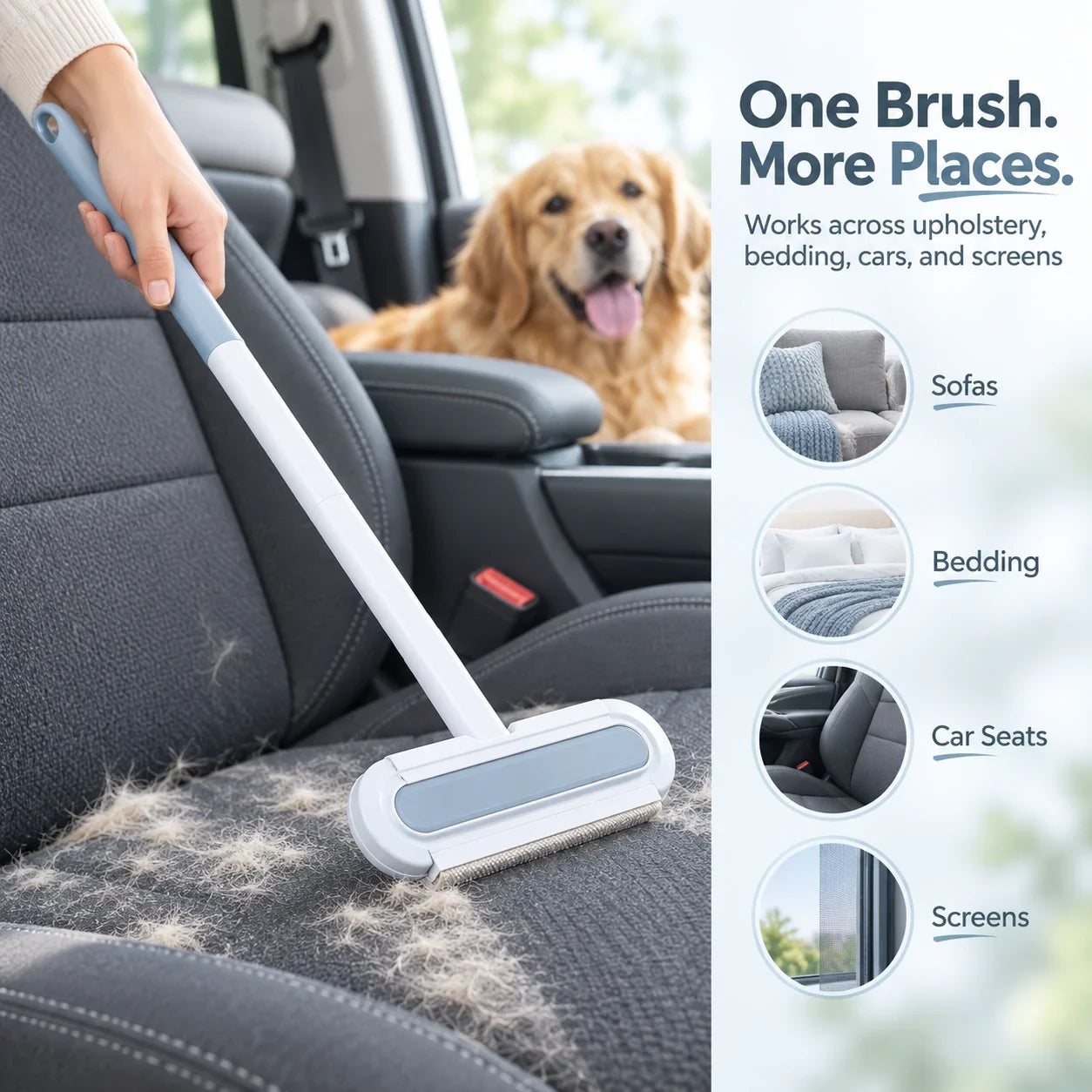 Reusable Pet Hair Remover Brush | Washable Fur Cleaner