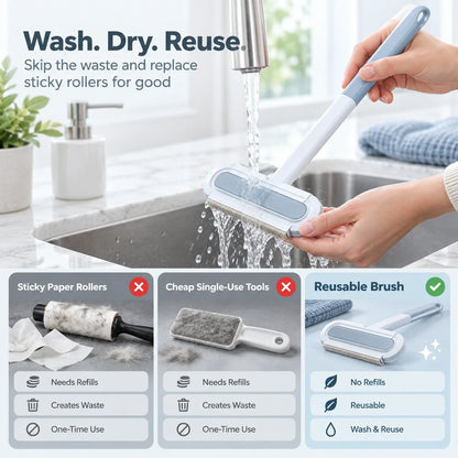 Reusable Pet Hair Remover Brush | Washable Fur Cleaner