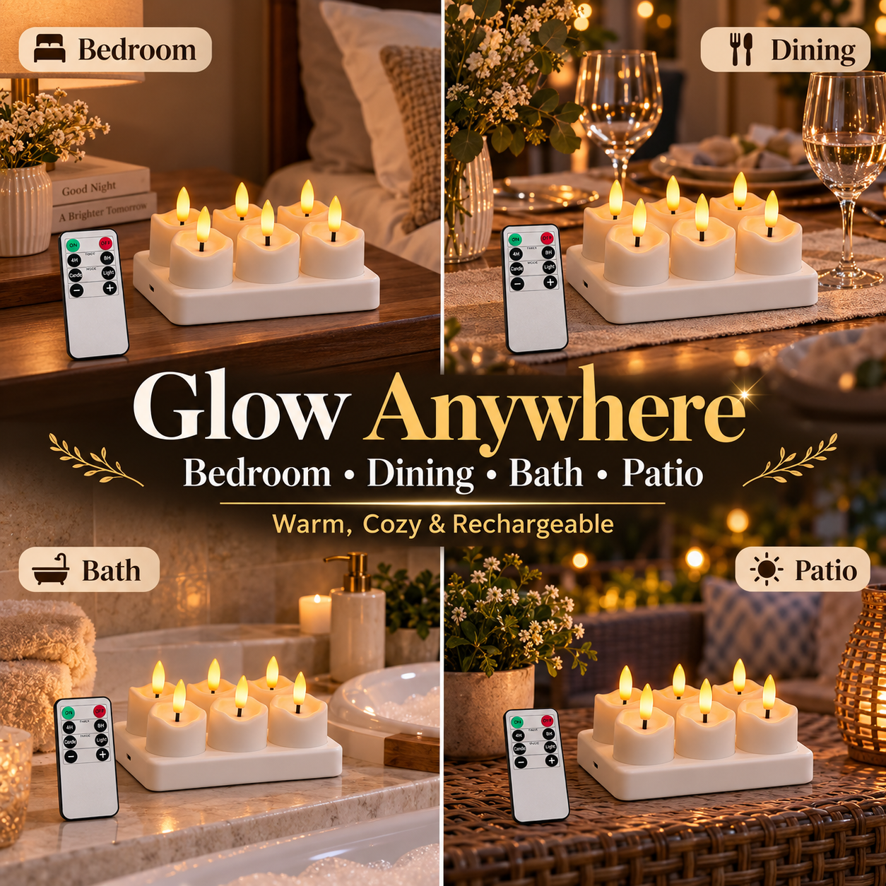 ✨ Rechargeable Flameless LED Candles with Remote