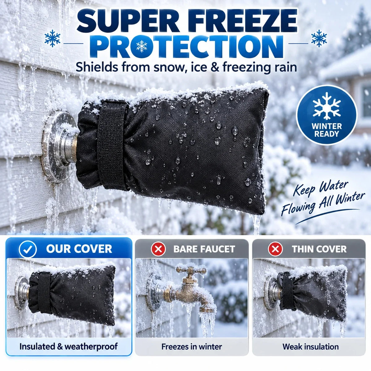 Outdoor Faucet Cover for Winter Freeze Protection