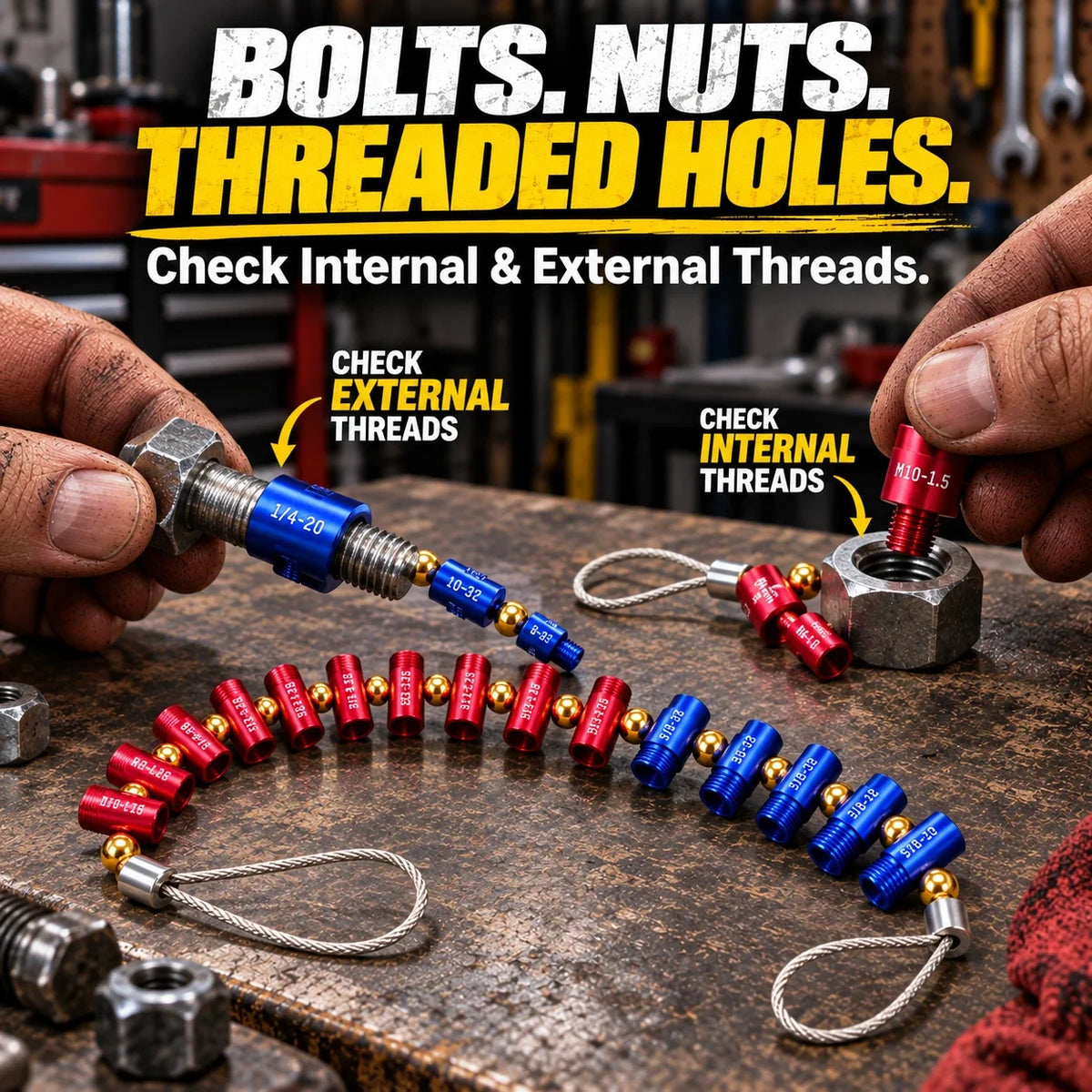 Metric & SAE Thread Checker for Bolts, Nuts & Holes