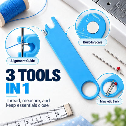 Sewing Machine Needle Threader with Guide, Magnet & Ruler
