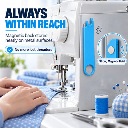 Sewing Machine Needle Threader with Guide, Magnet & Ruler