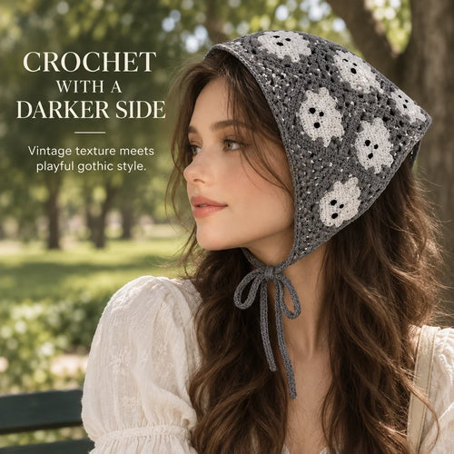 Gothic Crochet Bandana Head Scarf | Halloween Style