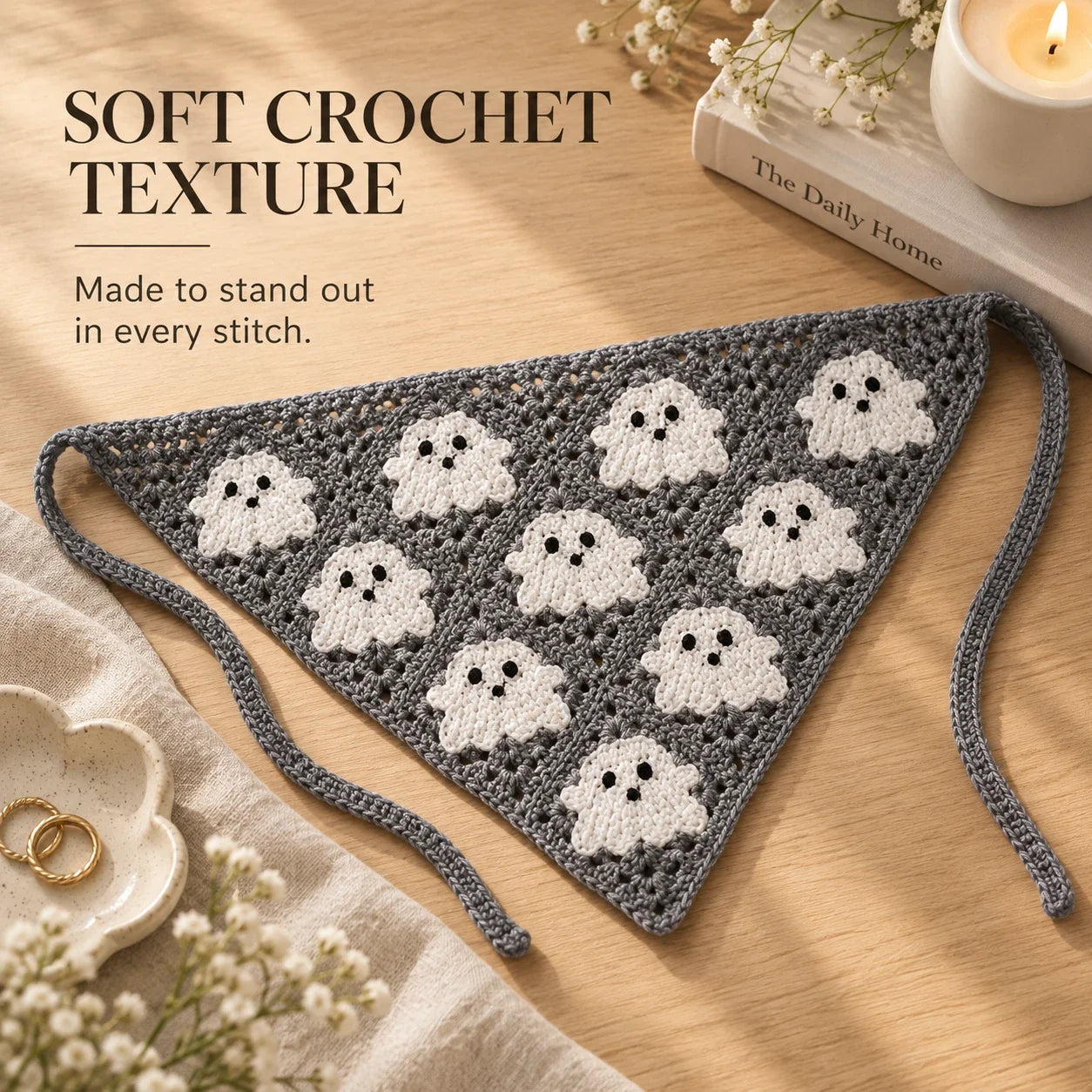 Gothic Crochet Bandana Head Scarf | Halloween Style