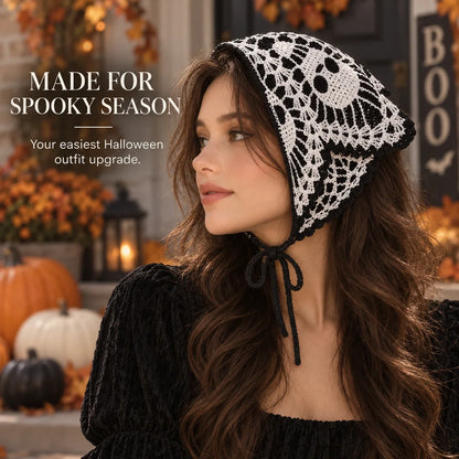Gothic Crochet Bandana Head Scarf | Halloween Style