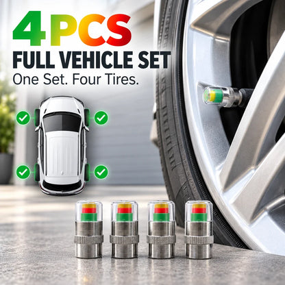Color-Coded Tire Pressure Indicator Valve Caps | 4PCS