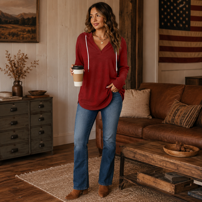 🔥 Top-Selling Classic Plaid V-Neck Hoodie