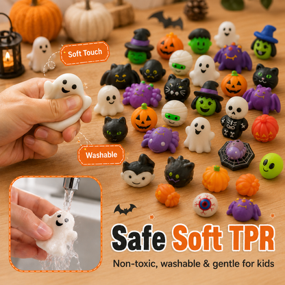 🎃 Halloween Mystery Pack - 24 Pcs Spooky Squishy Toys Set 👻