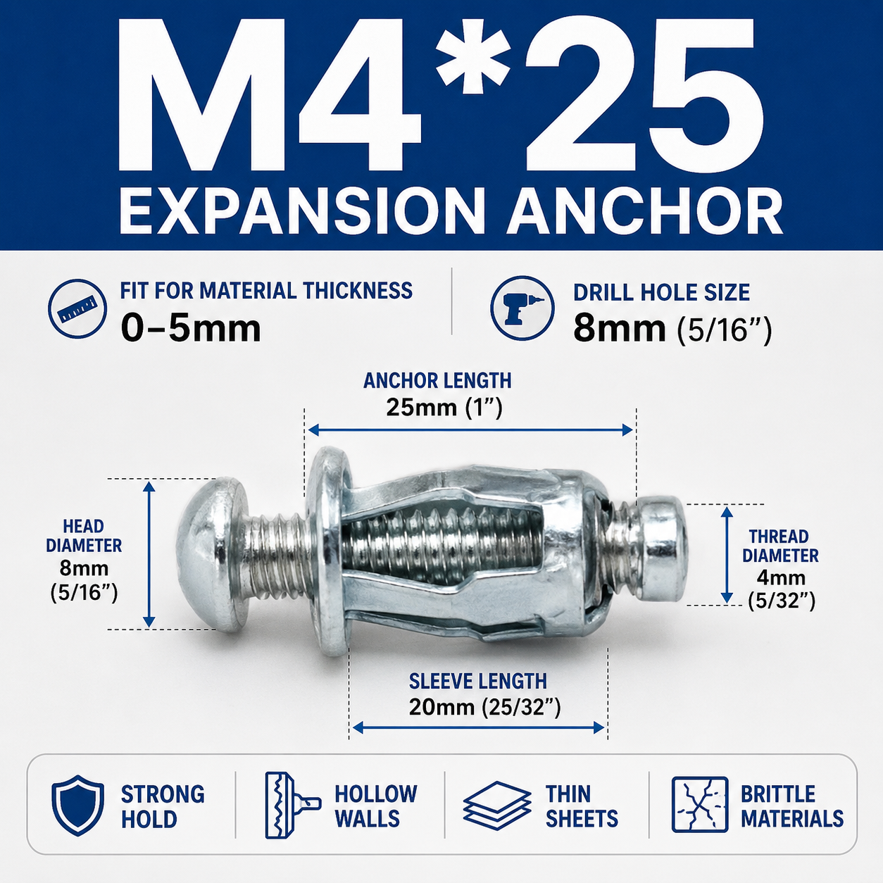 🔩 Heavy-Duty Jack Nut Expansion Anchors for Thin & Hollow Materials
