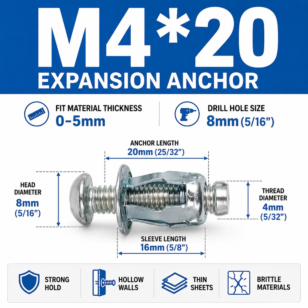 🔩 Heavy-Duty Jack Nut Expansion Anchors for Thin & Hollow Materials