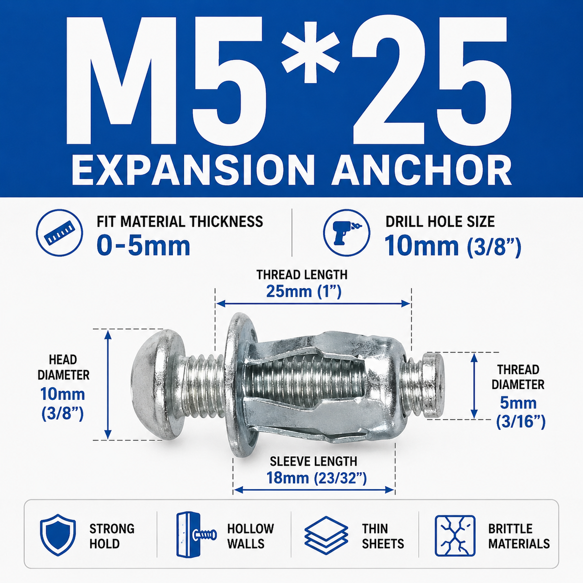 🔩 Heavy-Duty Jack Nut Expansion Anchors for Thin & Hollow Materials
