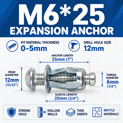 🔩 Heavy-Duty Jack Nut Expansion Anchors for Thin & Hollow Materials