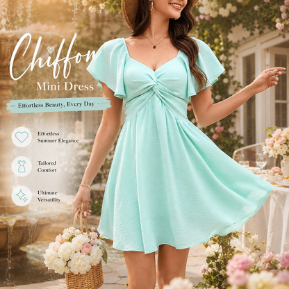 👗 Chicovar Sweetheart Knot-Front Chiffon Mini Dress