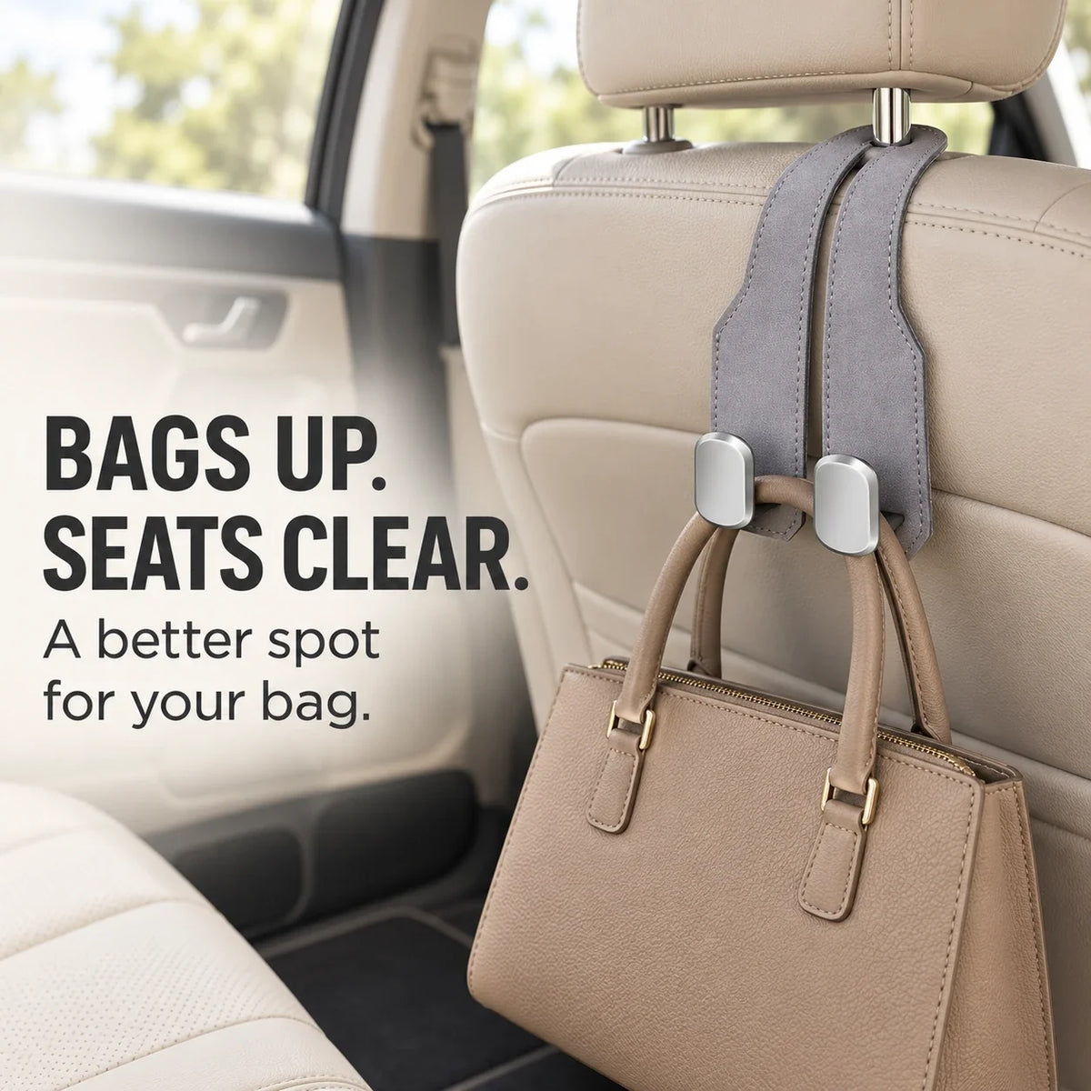 Car Headrest Hooks for Bags | Dual Hook Organizer
