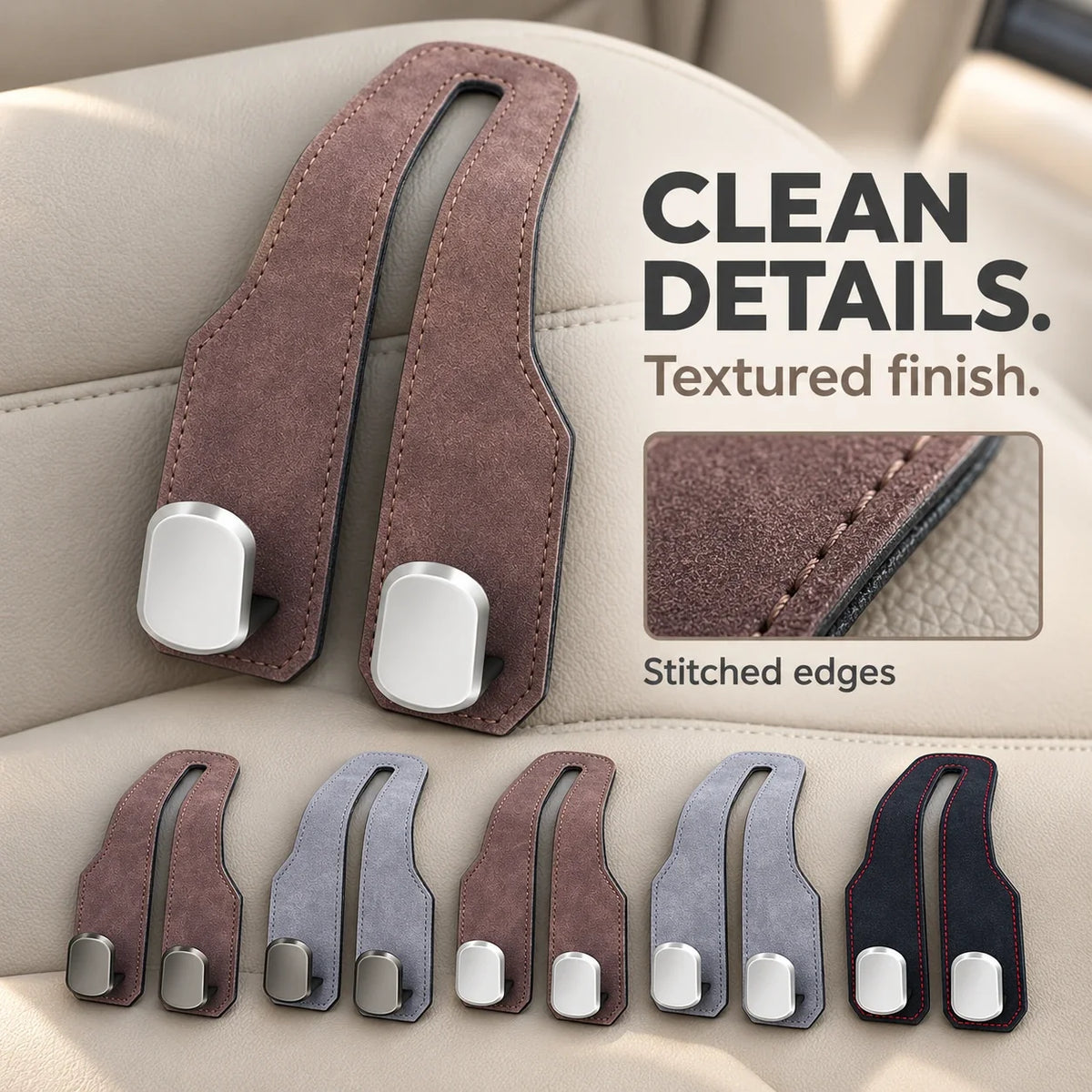 Car Headrest Hooks for Bags | Dual Hook Organizer