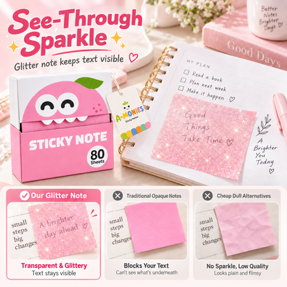 ✨ Glitter Transparent Pull-Out Sticky Notes & Aesthetic Memo Pads