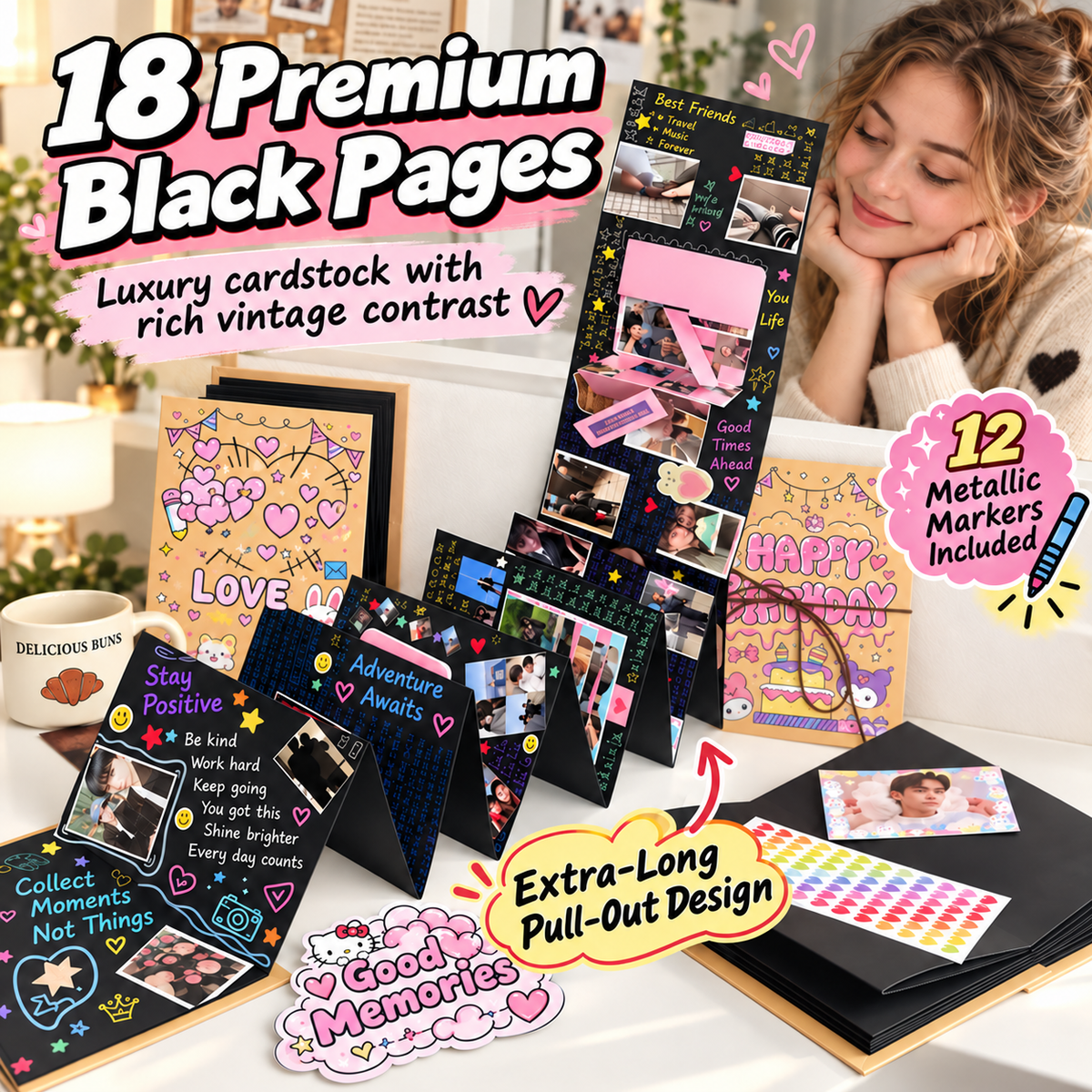 Handmade DIY Black Cardstock Scrapbook & Photo Album ✨