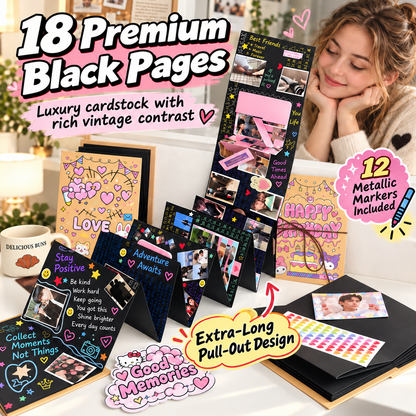Handmade DIY Black Cardstock Scrapbook & Photo Album ✨