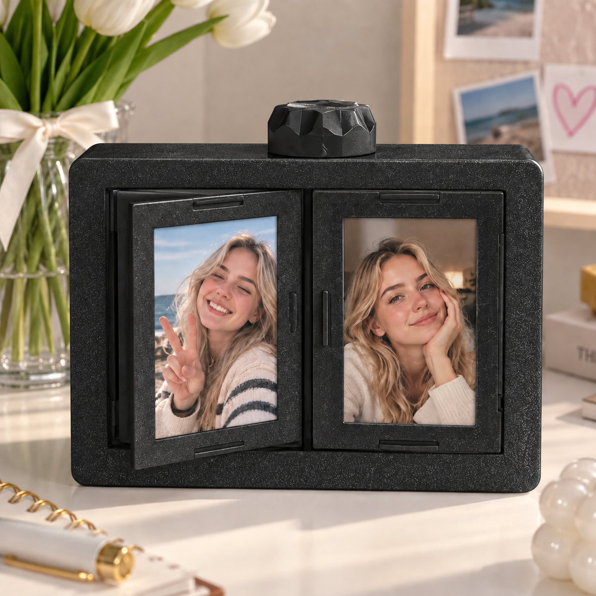 360° Rotating Polaroid Photo Frame & Flip Accordion Memory Album 💫